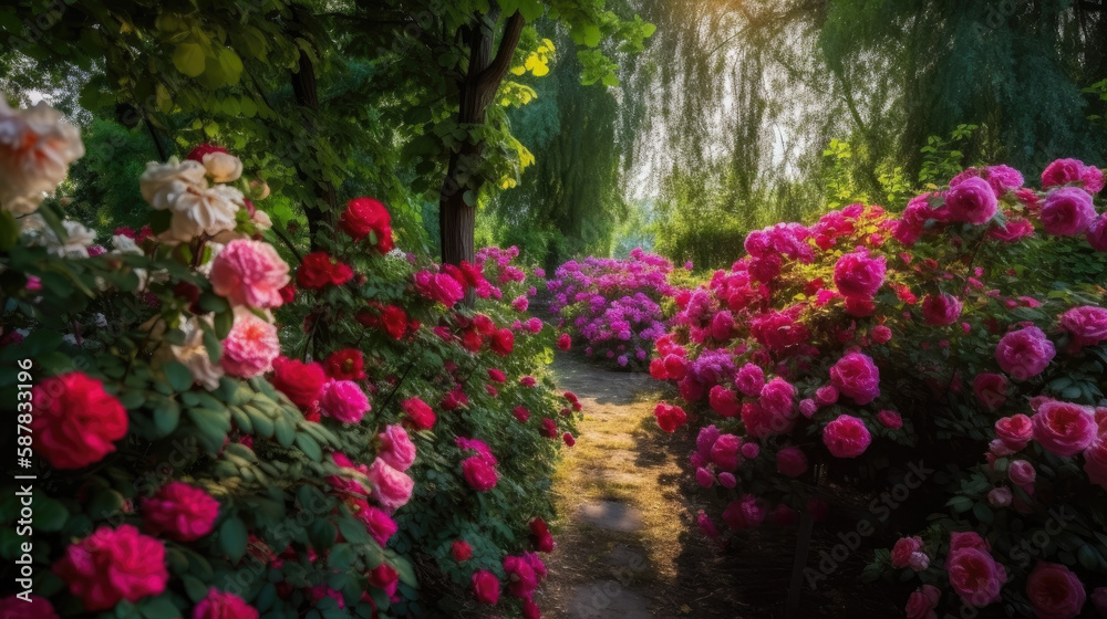 flowers along the garden path - by generative ai