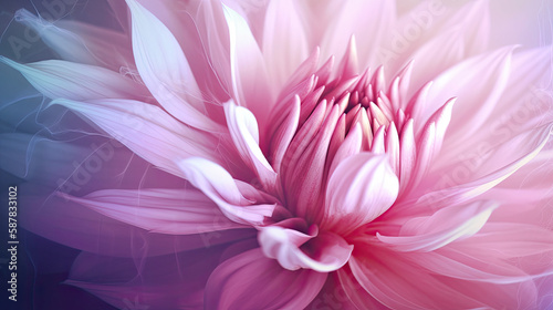 pink and white dahlia macro - by generative ai