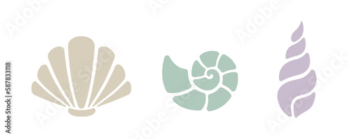 Seshell and coral set vector illustration.