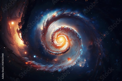 Spiral black hole in galaxy  Generative AI illustrations