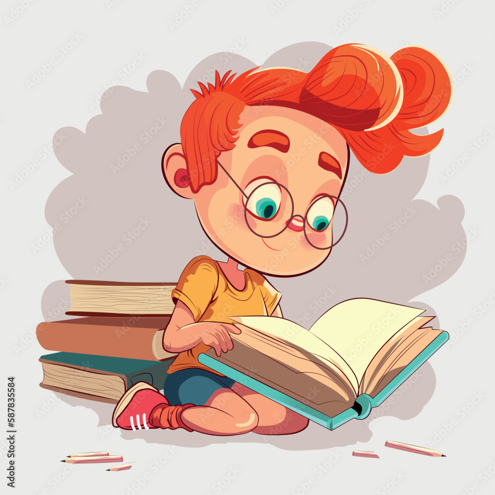 Happy kids and book. Children reading a book Back to School Concept . Vector illustration Happy kids and book. Children reading a book Back to School Concept . Vector illustration