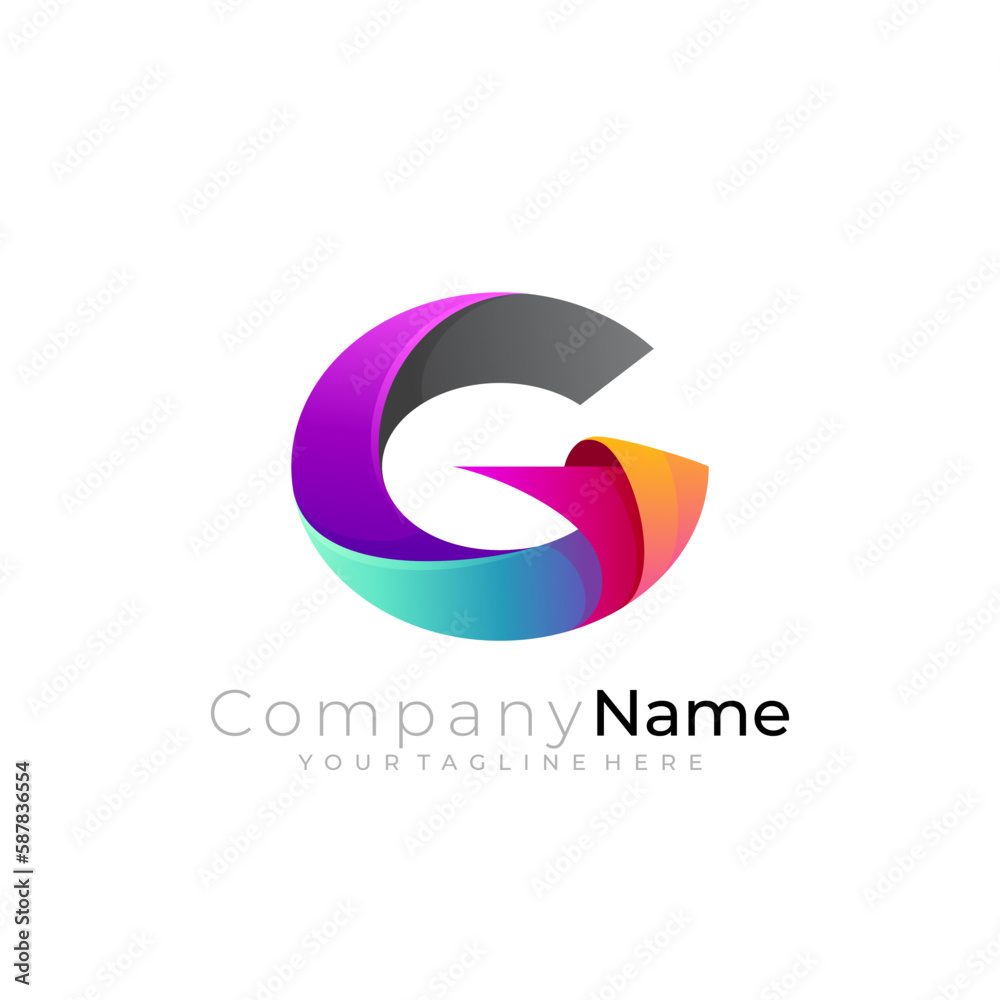 Symbol letter G logo with 3d colorful, G design template Symbol letter G logo with 3d colorful, G design template