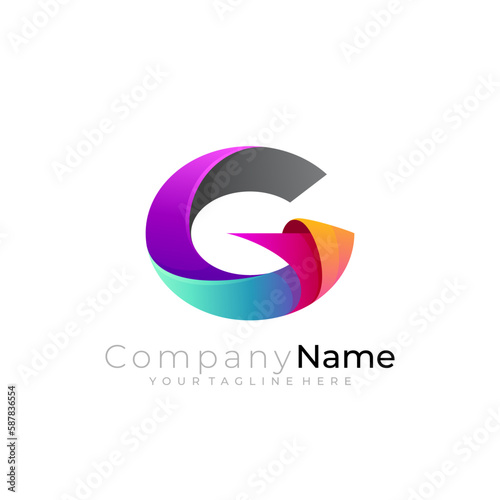 Symbol letter G logo with 3d colorful, G design template