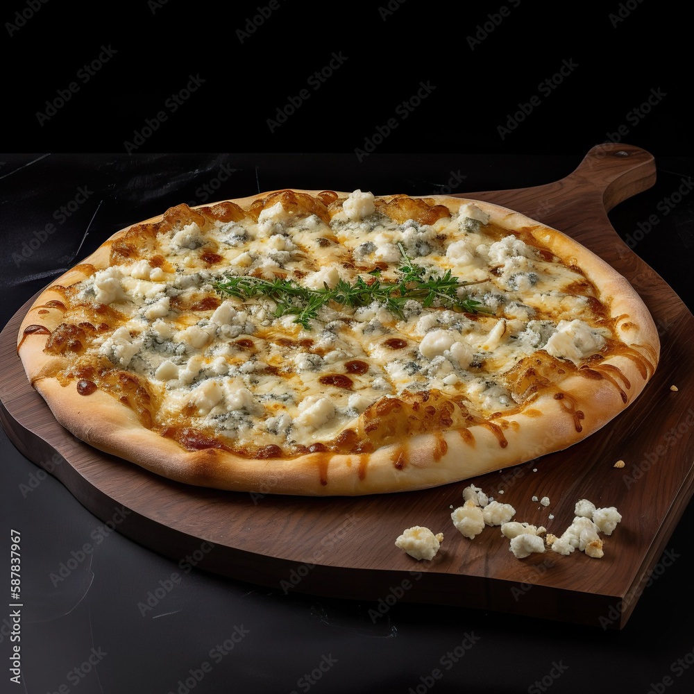 Pizza Quattro Formaggi mit vier verschiedenen Käsesorten (z. B. Mozzarella