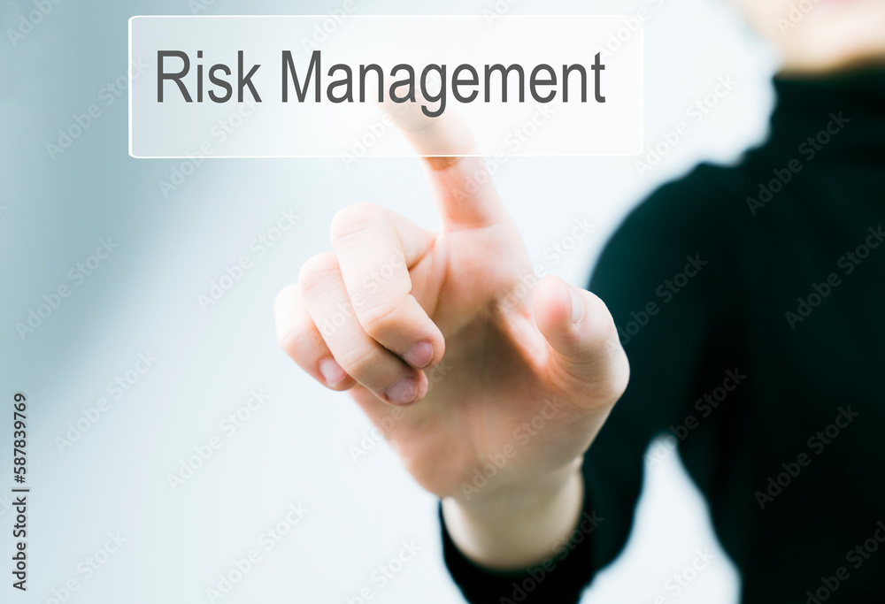Woman using futuristic digital interface display risk management. Concept of risk management. Woman using futuristic digital interface display risk management. Concept of risk management.