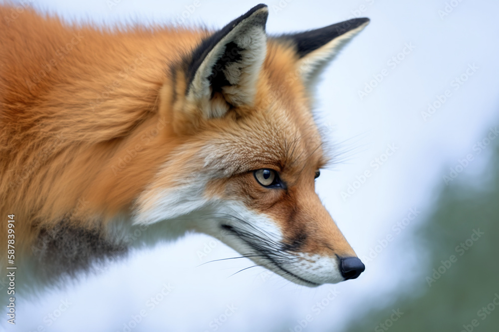 Fototapeta premium red fox portrait, red fox closeup in nature