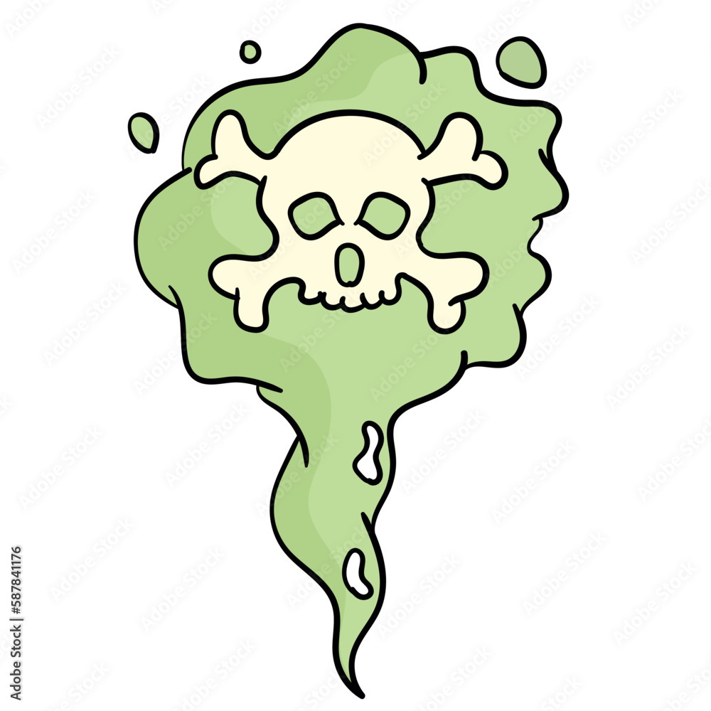 Cartoon Bad smells, stench aroma. Toxic, deadly gas. Vector