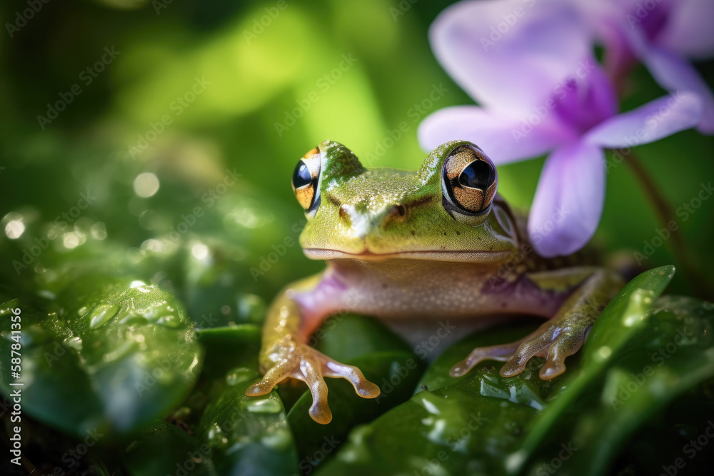 Obraz premium Frog in blossoms