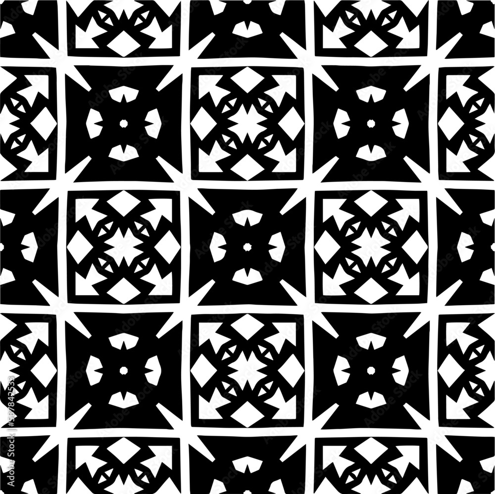 Black and white abstract patterns.Seamless monochrome repeating pattern for web page, textures, card, poster, fabric, textile.