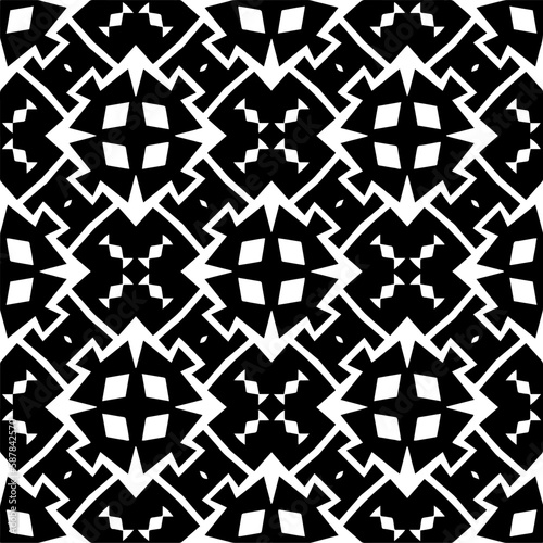 Black and white abstract patterns.Seamless monochrome repeating pattern for web page, textures, card, poster, fabric, textile.
