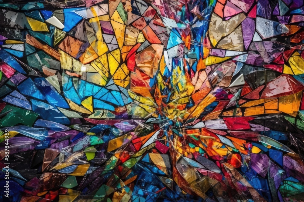 vibrant and intricate stained glass artwork. Generative AI
