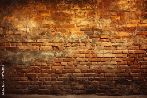 grungy brick wall with a distressed paint effect. Generative AI