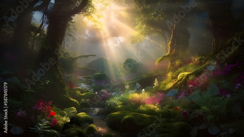 Step into a world of enchantment and wonder with a stunning, hyper-realistic image of nature that captures the essence of its magical beauty. Created using generative AI. 
