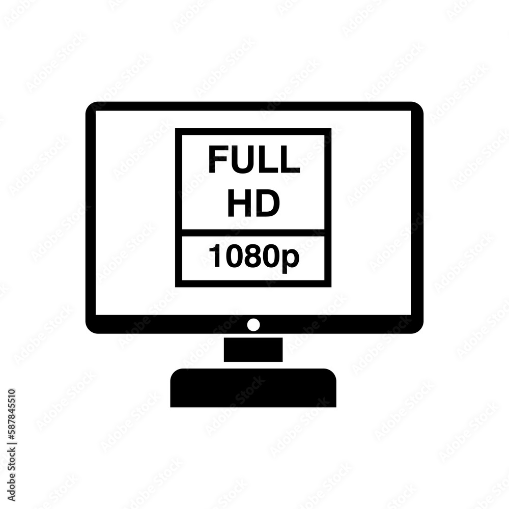 Full HD TV 1080p symbol icon illustration on white background..eps Full HD TV 1080p symbol icon illustration on white background..eps