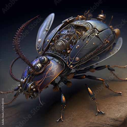 Fototapet one biomechanical clockwork bombardier beetle sparks