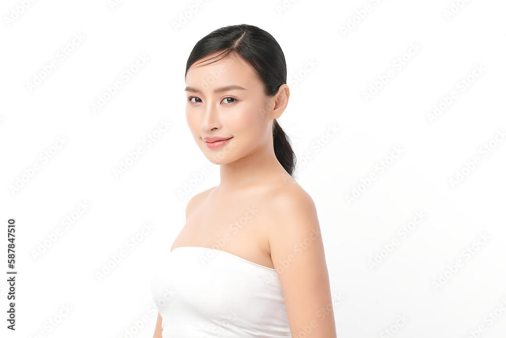 Beautiful young asian woman with clean fresh skin on white background, Face care, Facial treatment, Cosmetology, beauty and spa, Asian women portrait. Beautiful young asian woman with clean fresh skin on white background, Face care, Facial treatment, Cosmetology, beauty and spa, Asian women portrait.