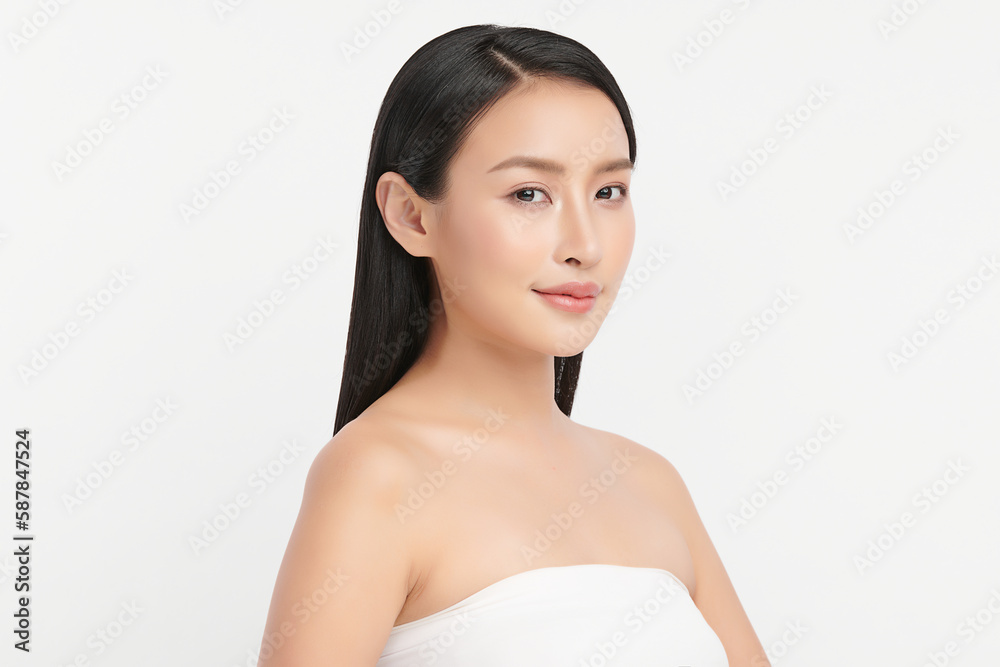 Beautiful young asian woman with clean fresh skin on white background, Face care, Facial treatment, Cosmetology, beauty and spa, Asian women portrait. Beautiful young asian woman with clean fresh skin on white background, Face care, Facial treatment, Cosmetology, beauty and spa, Asian women portrait.
