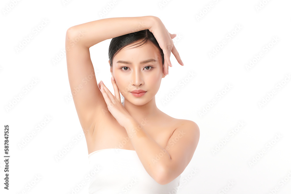 Beautiful young asian woman with clean fresh skin on white background, Face care, Facial treatment, Cosmetology, beauty and spa, Asian women portrait. Beautiful young asian woman with clean fresh skin on white background, Face care, Facial treatment, Cosmetology, beauty and spa, Asian women portrait.