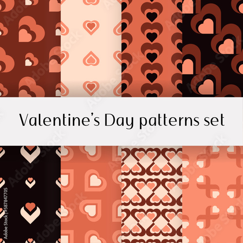 Valentine's Day hearts love pattern set №9 (vector)