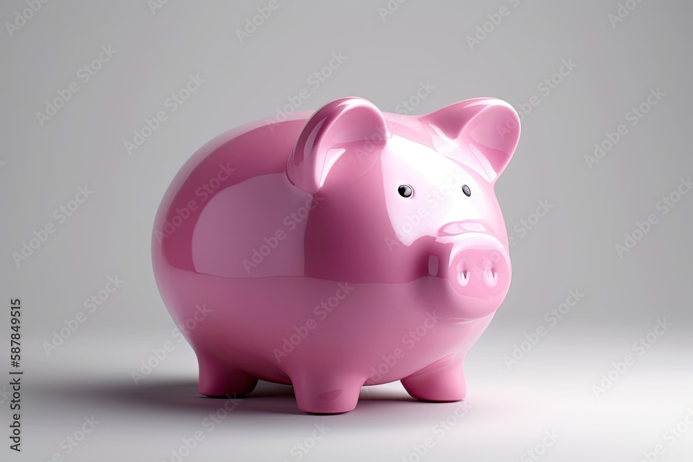 cute pink piggy bank sitting on a table. Generative AI