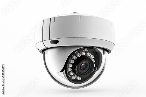 white security camera isolated on a blank background. Generative AI