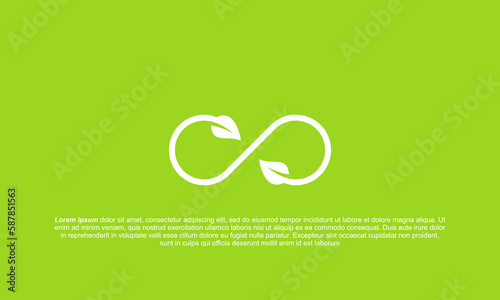 illustration vector graphic logo designs. pictogram logo leaf and infinity shape in green background