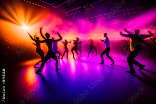 Graphic representation of "Dancing in the Nightclub: A Rhythmic Frenzy". Generative AI. 