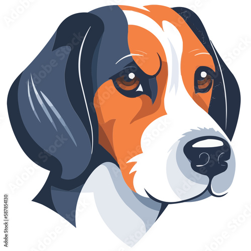 Beagle pedigree dog, head face vector