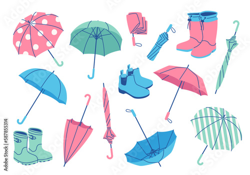 パステルカラーの雨具セット