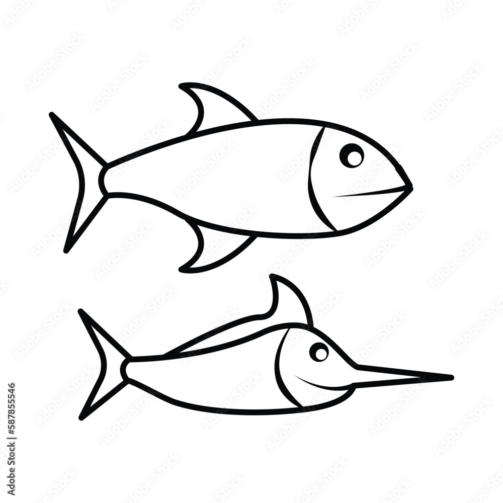 Fototapeta premium fish, icon, vector, illustration, desing, logo, teplate, flat,style