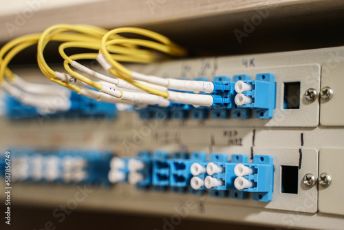 Obraz na plátně Data transfer by optical fiber information technology