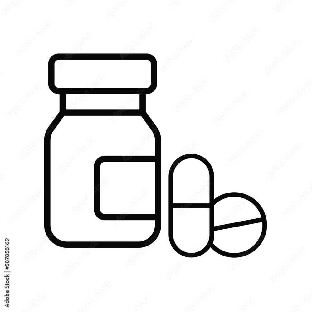 medicine bottle, icon, line, vector, illustration, desing, logo, teplate, flat,style