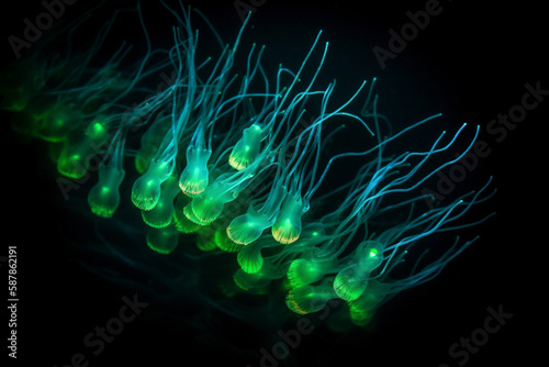 Glowing plankton bioluminescence generative AI