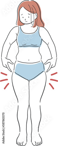 大転子が気になる女性の全身イラスト素材