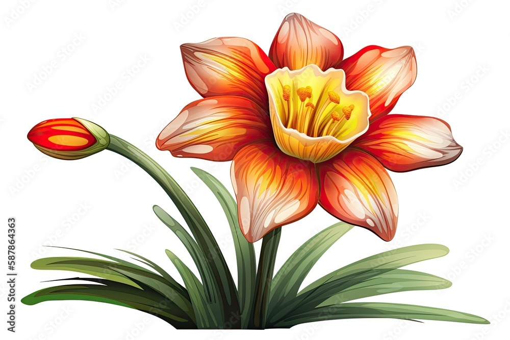 Fototapeta premium colorful flower painting on a blank white background. Generative AI