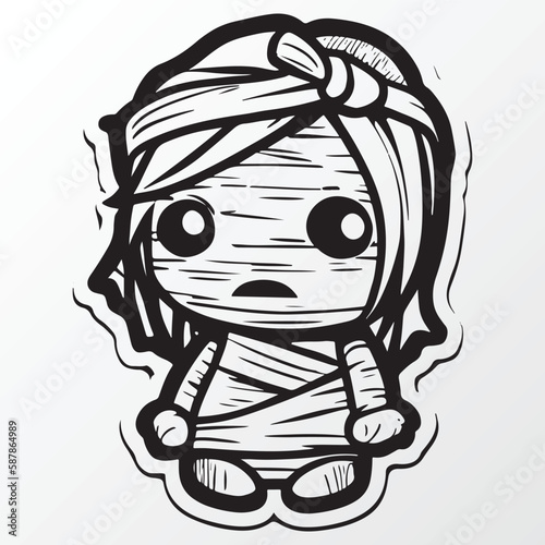 Cartoon mummy character sketch in anime style
