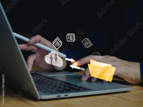 document file transfer between cloud to folder via internet Backup via internet technology with a large database
