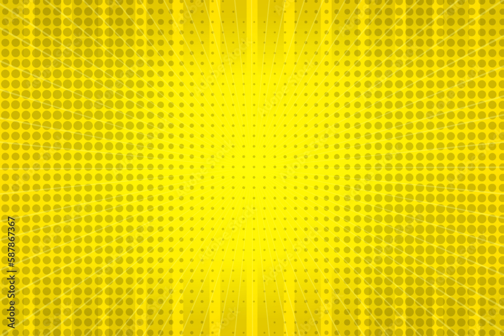 Yellow comic background with sun burst and dot halftone Yellow comic background with sun burst and dot halftone