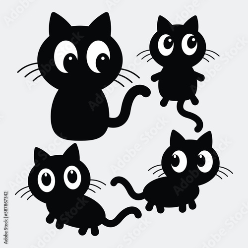 Fototapeta Naklejka Na Ścianę i Meble -  Black kawaii cat vector illustration