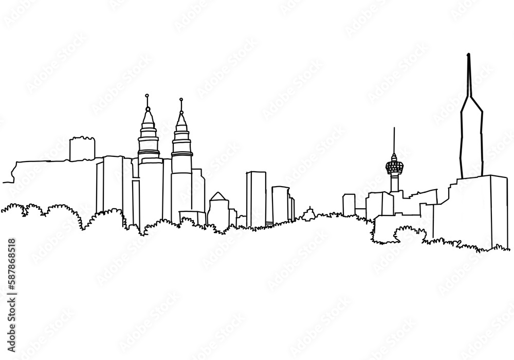 Kuala Lumpur cityscape silhouette illustration