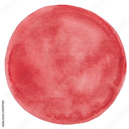 dark red hand drawn watercolor circle. round frame with watercolor paint texture