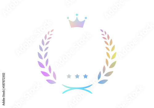 アワード 月桂樹フレーム リース ベクターイラスト プリズムカラー