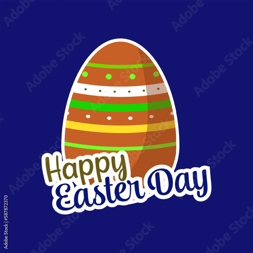 Happy easter day illustration design with colorful egg icon