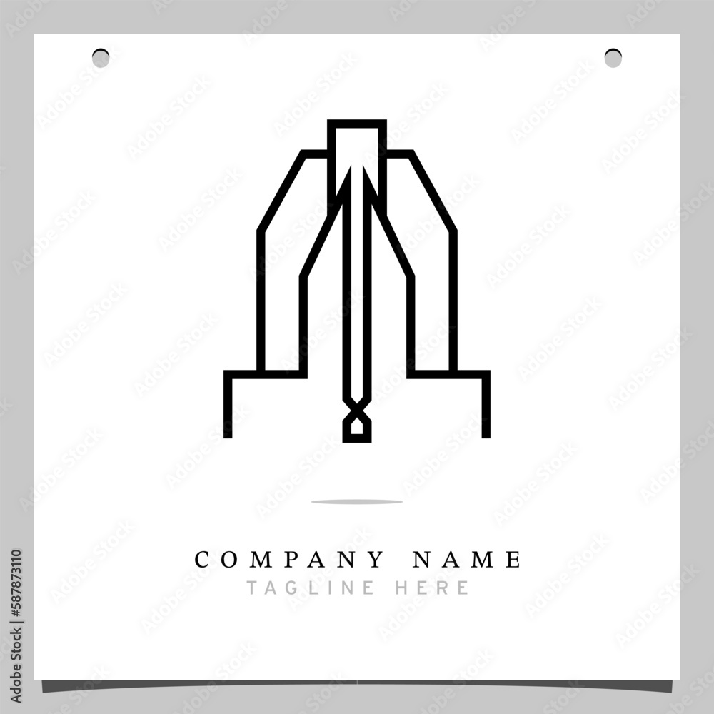 Line Art Logo, Icon logo with illustration lines forming a building plane, Minimalist building, monoline logo, outline - vector Line Art Logo, Icon logo with illustration lines forming a building plane, Minimalist building, monoline logo, outline - vector