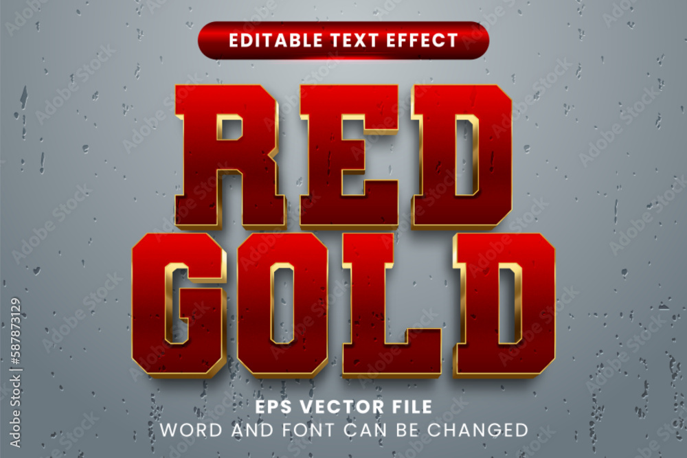 Red golden 3d vector text efect