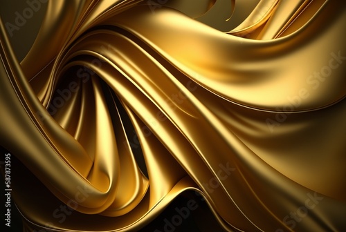 Abstract gold fabric background texture with golden elegant satin material. generative AI