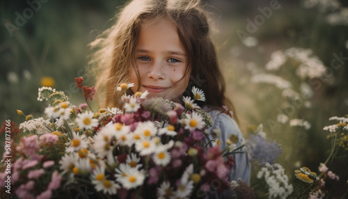 Cute Caucasian girl enjoys nature playful beauty generated by AI © Jeronimo Ramos
