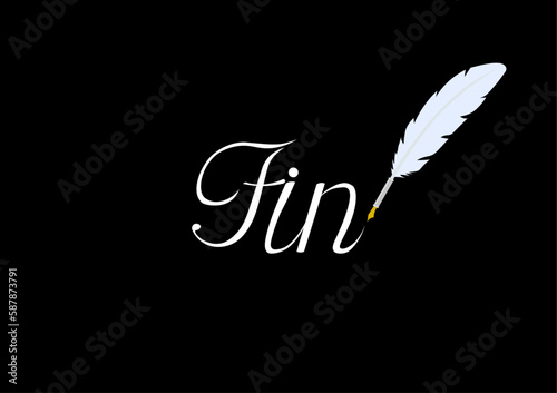 羽根ペンでFinの文字を書いてエンドクレジット