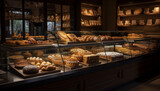 Fresh baked, sweet delights on rustic bakery shelf generated by AI