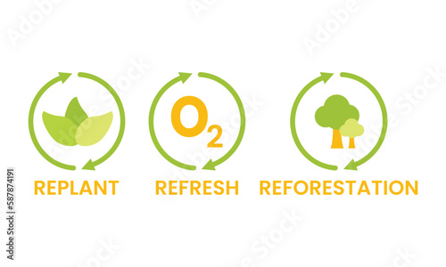Nature care with leaf, oxygen, and tree for sustainability theme 
